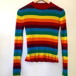 Lord & Taylor Rainbow Stripe Knit Top - Medium